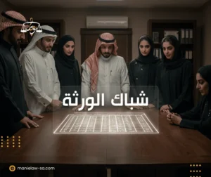 شباك ورثة يوضح فيه نسبة نصيب كل وريث