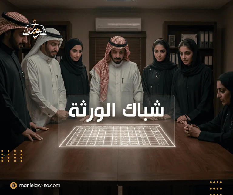 شباك ورثة يوضح فيه نسبة نصيب كل وريث
