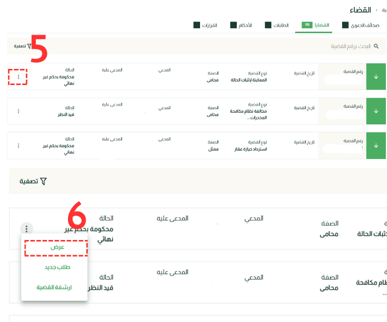 الدخول على تفاصيل القضية لتقديم طلب الاعتراض