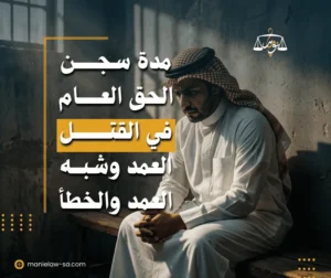مدة سجن الحق العام في القتل العمد وشبه العمد والخطأ بالسعودية